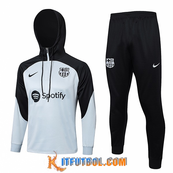 Chaqueta Con Capucha Chandal FC Barcelona Blanco/Negro 2023/2024