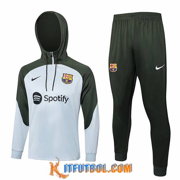 Chaqueta Con Capucha Chandal FC Barcelona Blanco/Verde 2023/2024