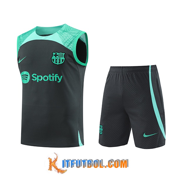 Camiseta Entrenamiento sin mangas + Cortos FC Barcelona Negro/Verde 2023/2024