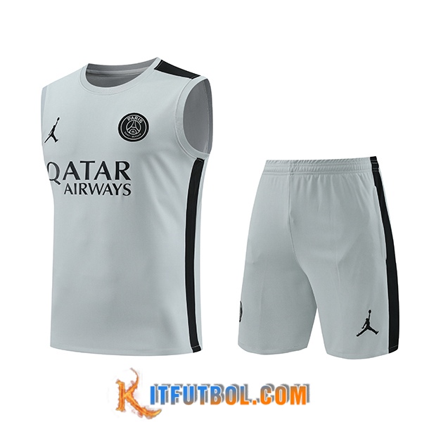 Camiseta Entrenamiento sin mangas + Cortos PSG Blanco/Negro 2023/2024