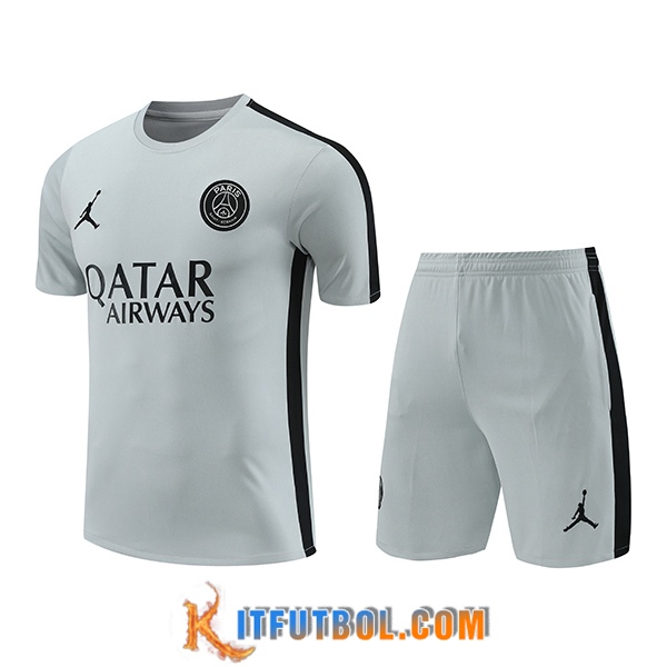 Camiseta Entrenamiento + Cortos PSG Gris/Negro 2023/2024