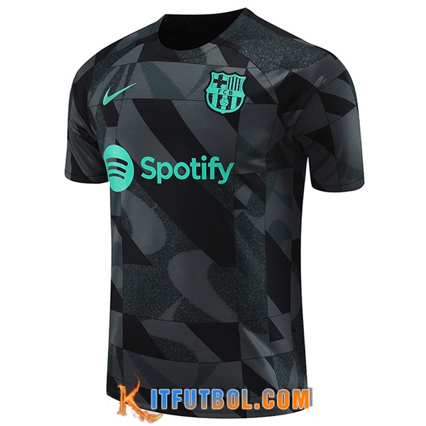 Camiseta Entrenamiento FC Barcelona Negro/Gris/Verde 2023/2024