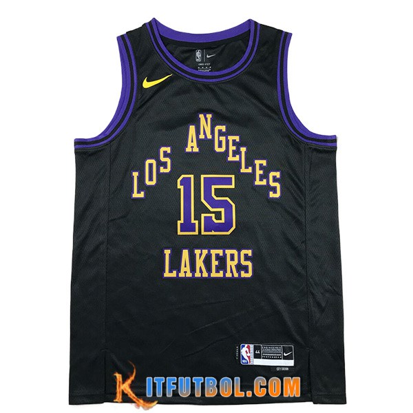 Camisetas De Futbol Los Angeles Lakers (REAVES #15) 2023/24 Negro/Violeta/Amarillo