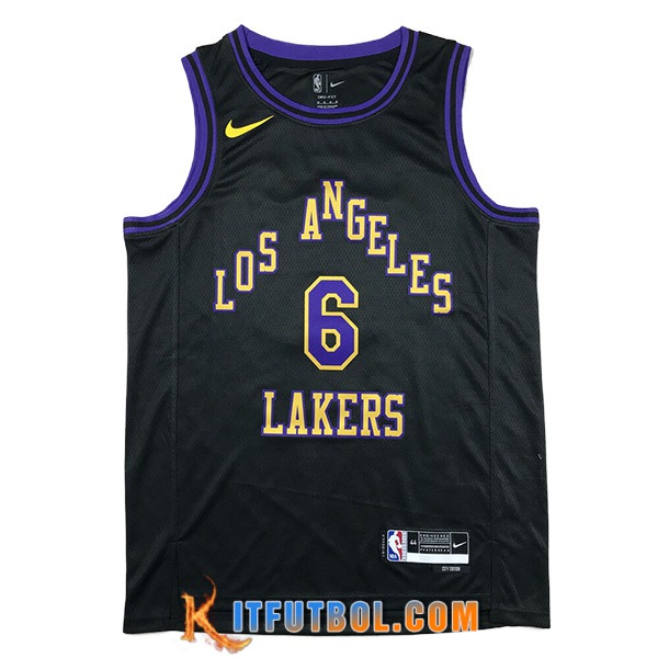 Camisetas De Futbol Los Angeles Lakers (JAMES #6) 2023/24 Negro/Violeta/Amarillo