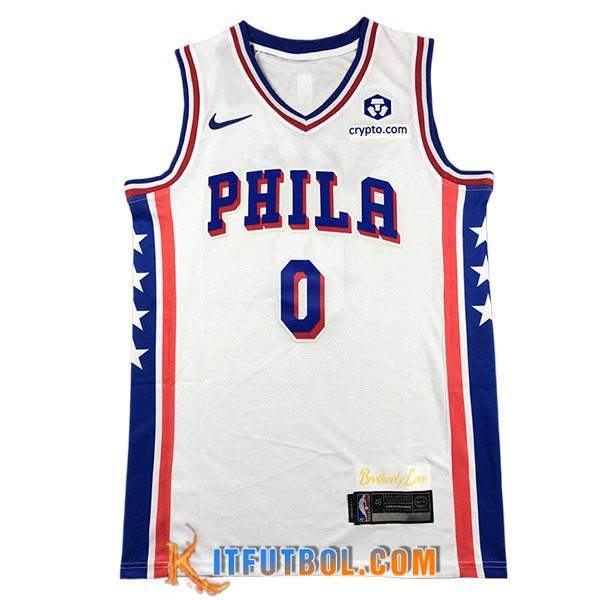 Camisetas De Futbol Los Philadelphia 76ers (MAXEY #0) 2023/24 Blanco/Azul/Rojo
