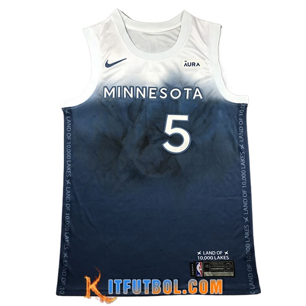 Camisetas De Futbol Minnesota Timberwolves (EDWARDS #5) 2023/24 Blanco/Azul