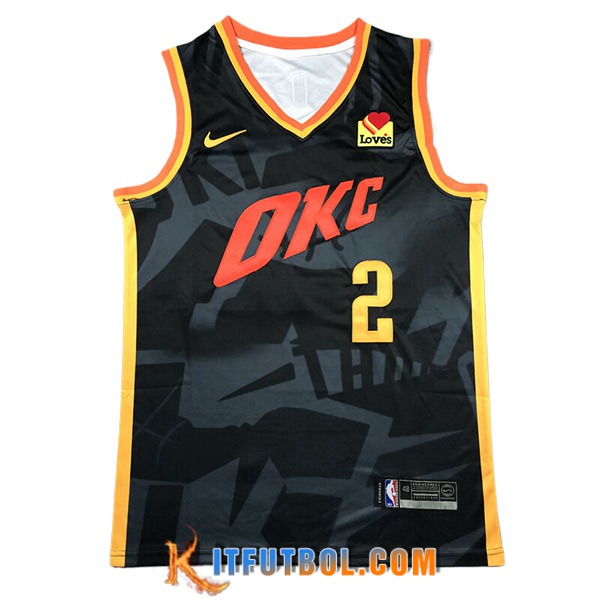 Camisetas De Futbol Oklahoma City Thunder (GILGEOUS-ALEXANDER #2) 2023/24 Negro/Rojo/Amarillo