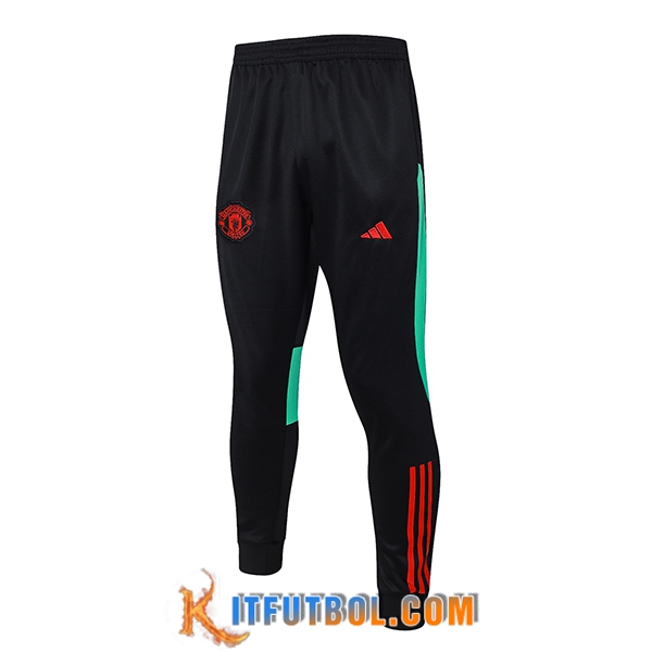 Pantalon Entrenamiento Manchester United Negro/Rojo/Verde 2023/2024