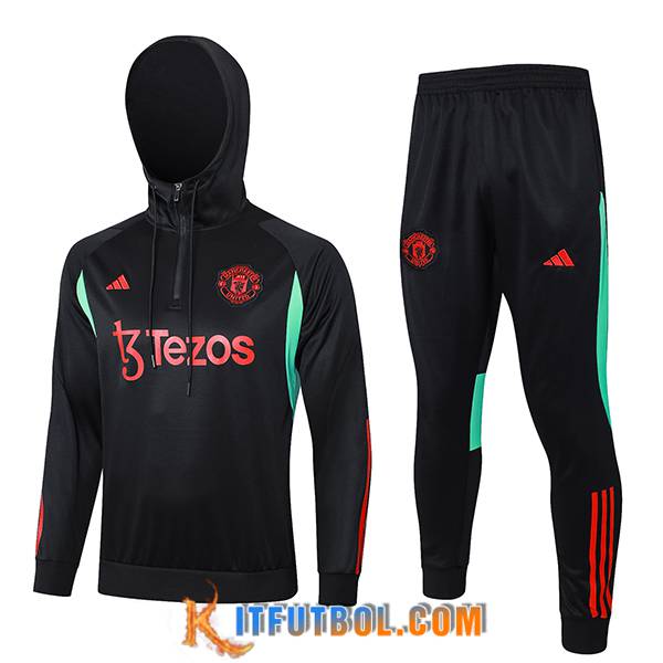 Chaqueta Con Capucha Chandal Manchester United Negro/Rojo/Verde 2023/2024