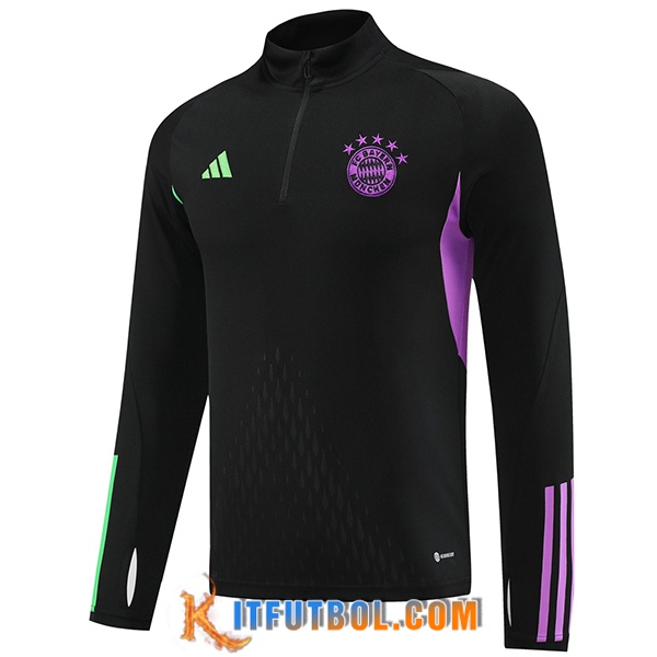 Sudadera De Entrenamiento Bayern Munich Negro/Violeta/Verde 2023/2024