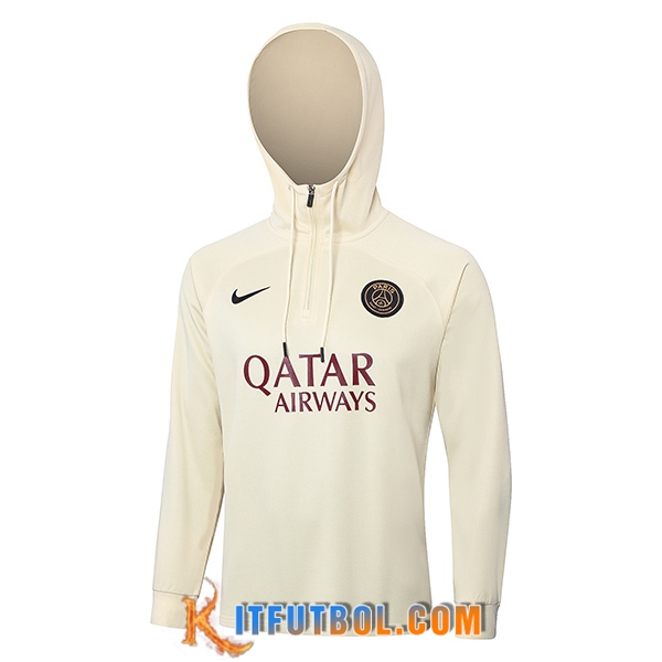 Sudadera De Entrenamiento Capucha PSG Beige 2023/2024