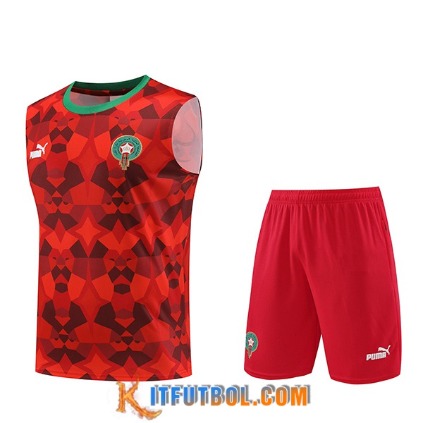 Camiseta Entrenamiento sin mangas + Cortos Maroc Rojo 2023/2024