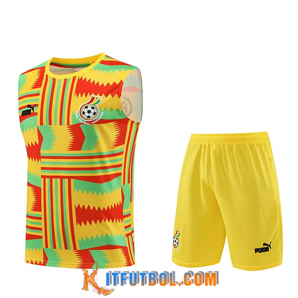 Camiseta Entrenamiento sin mangas + Cortos Ghana Amarillo/Rojo/Verde 2023/2024