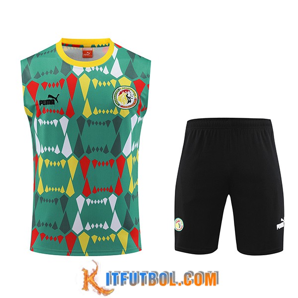 Camiseta Entrenamiento sin mangas + Cortos Sénégal Verde/Negro 2023/2024