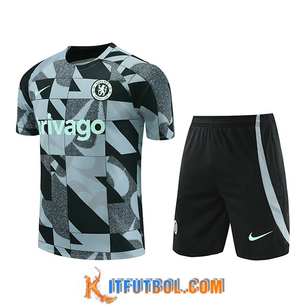 Camiseta Entrenamiento + Cortos FC Chelsea Verde/Negro/Gris 2023/2024
