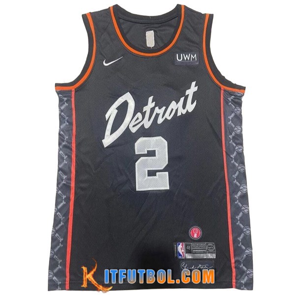 Camisetas Detroit Pistons (CUNNINGHAM #2) 2023/24 Negro-02