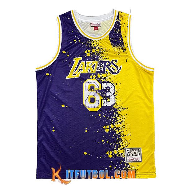 Camisetas Los Angeles Lakers (JAMES #23) 2023/24 Violeta/Amarillo -02