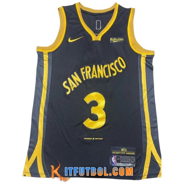 Camisetas Golden State Warriors (PAUL #3) 2023/24 Negro/Amarillo -02