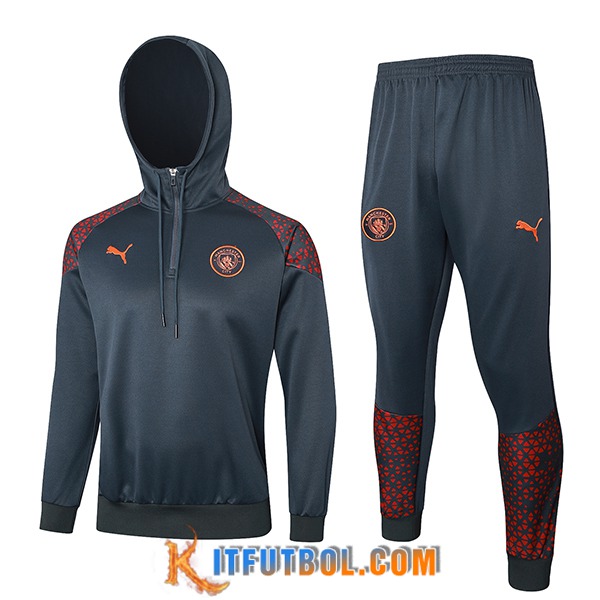 Chaqueta Con Capucha Chandal Manchester City Gris/Rojo 2023/2024