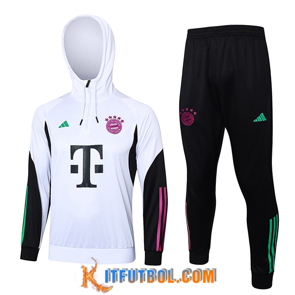 Chaqueta Con Capucha Chandal Bayern Munich Blanco/Negro 2023/2024
