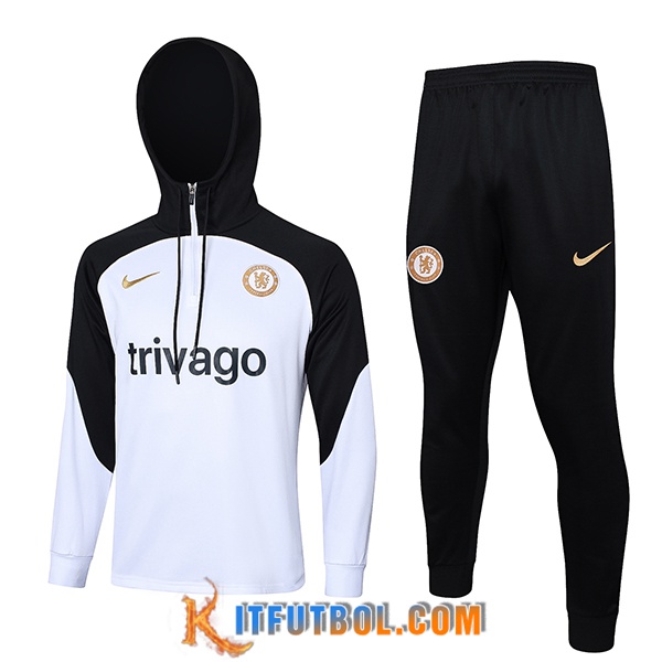 Chaqueta Con Capucha Chandal FC Chelsea Blanco/Negro 2023/2024 -02