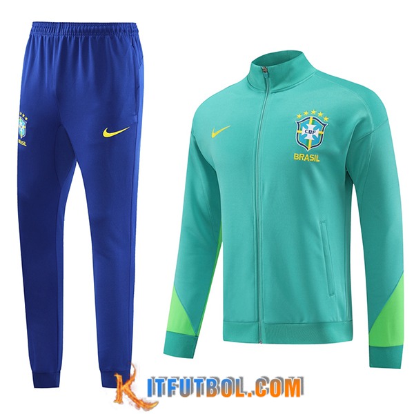 Chandal Equipos De Futbol - Chaqueta Brasil Verde/Azul 2023/2024