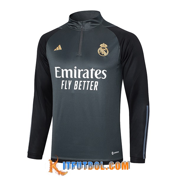 Sudadera De Entrenamiento Real Madrid Gris/Negro 2023/2024