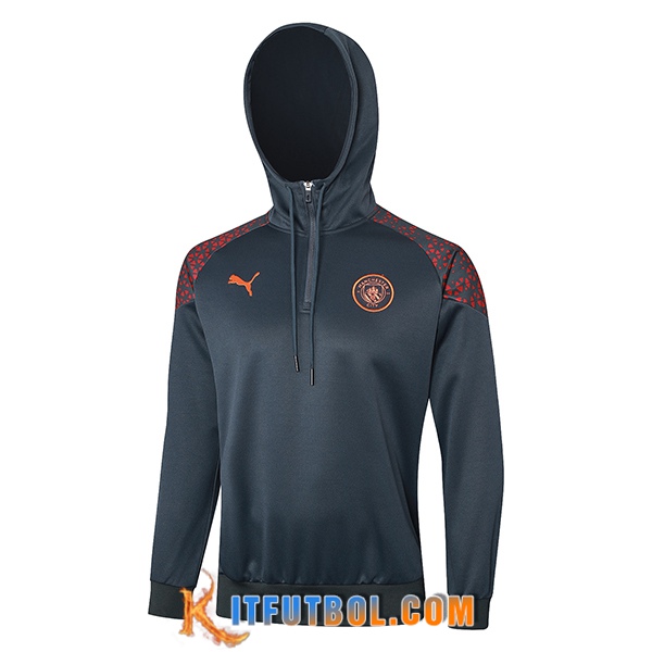 Sudadera De Entrenamiento Capucha Manchester City Gris/Rojo 2023/2024