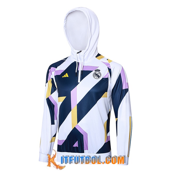 Sudadera De Entrenamiento Capucha Real Madrid Blanco/Azul/Violeta 2023/2024