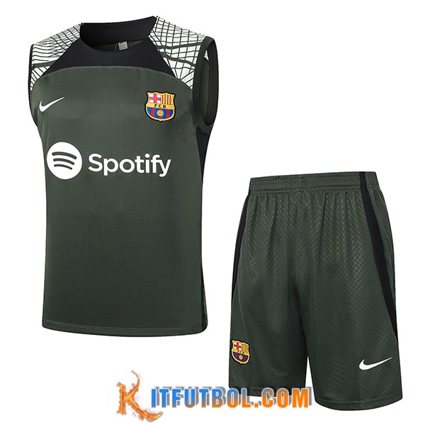 Camiseta Entrenamiento sin mangas + Cortos FC Barcelona Verde 2023/2024 -04