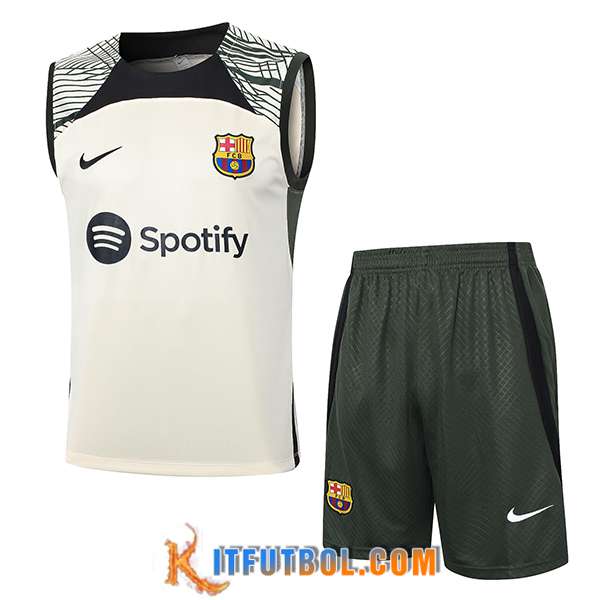Camiseta Entrenamiento sin mangas + Cortos FC Barcelona Beige/Negro/Verde 2023/2024