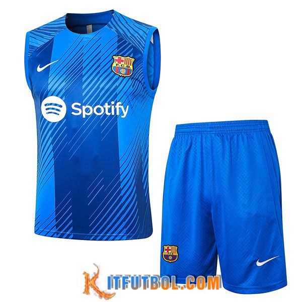 Camiseta Entrenamiento sin mangas + Cortos FC Barcelona Azul 2023/2024 -06