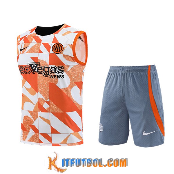 Camiseta Entrenamiento sin mangas + Cortos Inter Milan Blanco/Naranja/Gris 2023/2024