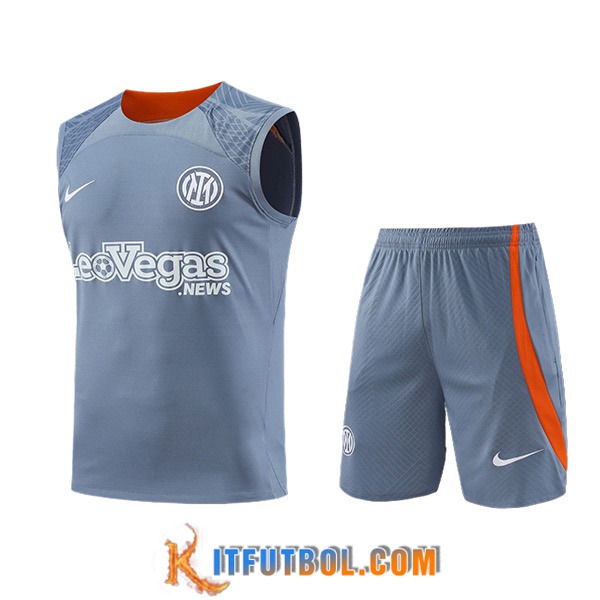 Camiseta Entrenamiento sin mangas + Cortos Inter Milan Gris/Naranja 2023/2024
