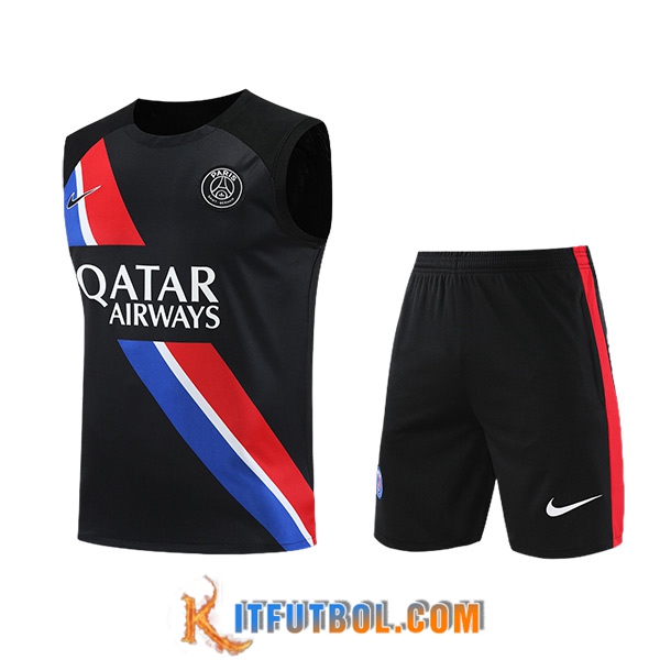 Camiseta Entrenamiento sin mangas + Cortos PSG Negro/Rojo/Azul 2023/2024