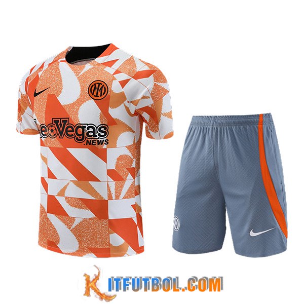 Camiseta Entrenamiento + Cortos Inter Milan Blanco/Naranja/Gris 2023/2024