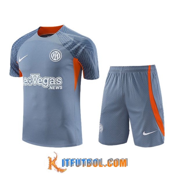 Camiseta Entrenamiento + Cortos Inter Milan Gris/Naranja 2023/2024