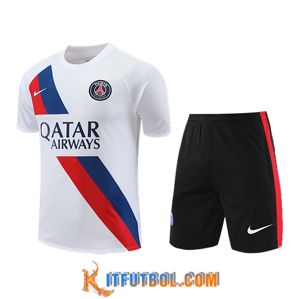 Camiseta Entrenamiento + Cortos PSG Blanco/Negro/Rojo/Azul 2023/2024