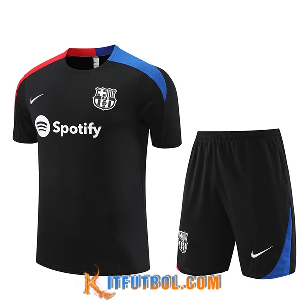 Camiseta Entrenamiento + Cortos FC Barcelona Negro/Rojo/Azul 2023/2024