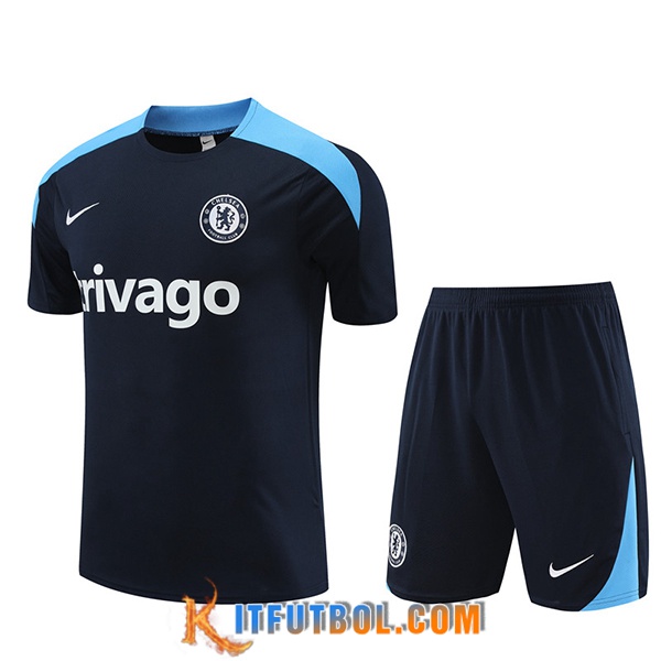 Camiseta Entrenamiento + Cortos FC Chelsea Negro/Azul 2023/2024