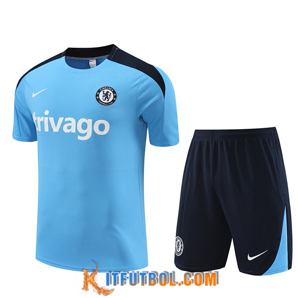 Camiseta Entrenamiento + Cortos FC Chelsea Azul/Negro 2023/2024