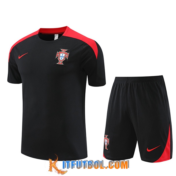 Camiseta Entrenamiento + Cortos Portugal Negro/Rojo 2023/2024