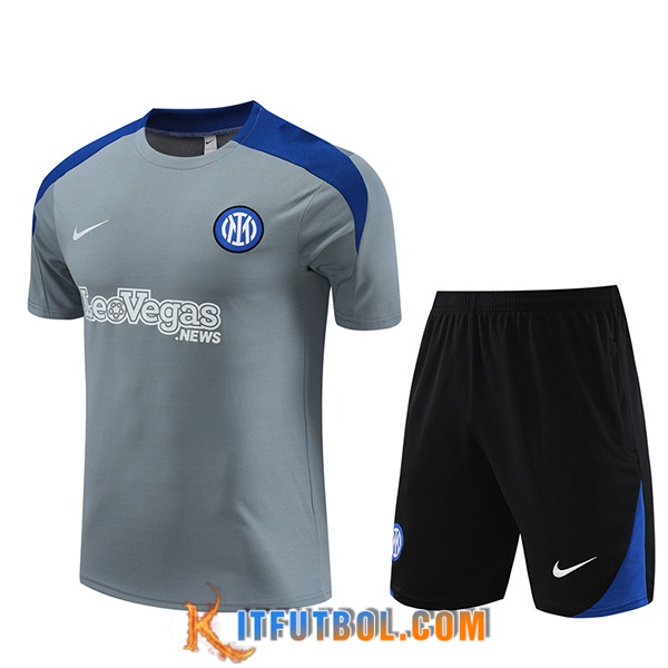 Camiseta Entrenamiento + Cortos Inter Milan Gris/Azul/Negro 2023/2024