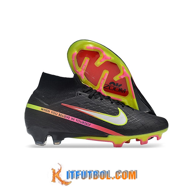 Nike Botas De Fútbol Zoom Superfly 9 Elite MR FG Negro/Verde/Rosa