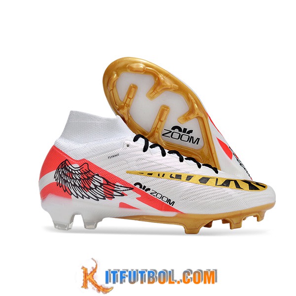 Nike Botas De Fútbol Zoom Superfly 9 Elite MR FG Blanco/Negro/Naranja/Amarillo