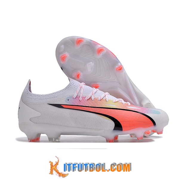 PUMA Botas De Fútbol Ultra Ultimate FG Blanco/Naranja/Negro