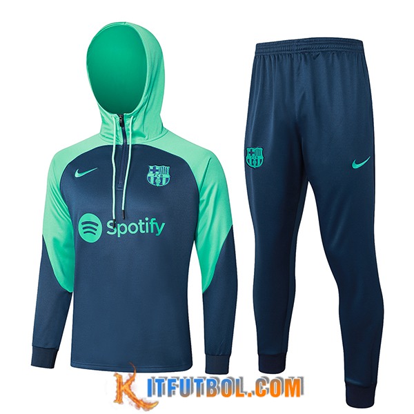 Chaqueta Con Capucha Chandal FC Barcelona Azul/Verde 2023/2024