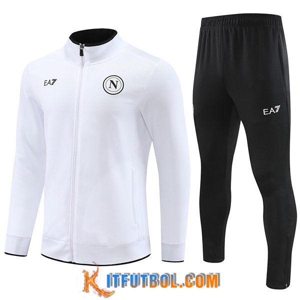 Chandal Equipos De Futbol - Chaqueta SSC Napoli Blanco/Negro 2023/2024