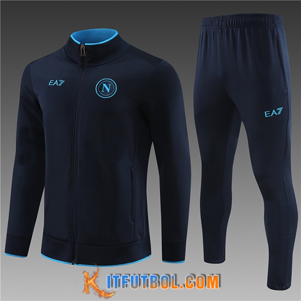 Chandal Equipos De Futbol - Chaqueta SSC Napoli Ninos Negro/Azul 2023/2024