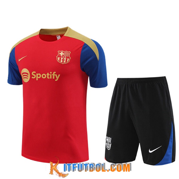Camiseta Entrenamiento + Cortos FC Barcelona Ninos Rojo/Amarillo/Azul/Negro 2023/2024